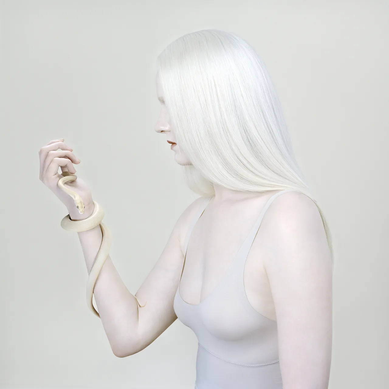 Lauren and Python, 2018 pigment print 100 x 100 cm edition of 8 + 2AP $6,000 unframed 120 x 120 cm edition 4 + 2AP $8,000 unframed. © Petrina Hicks