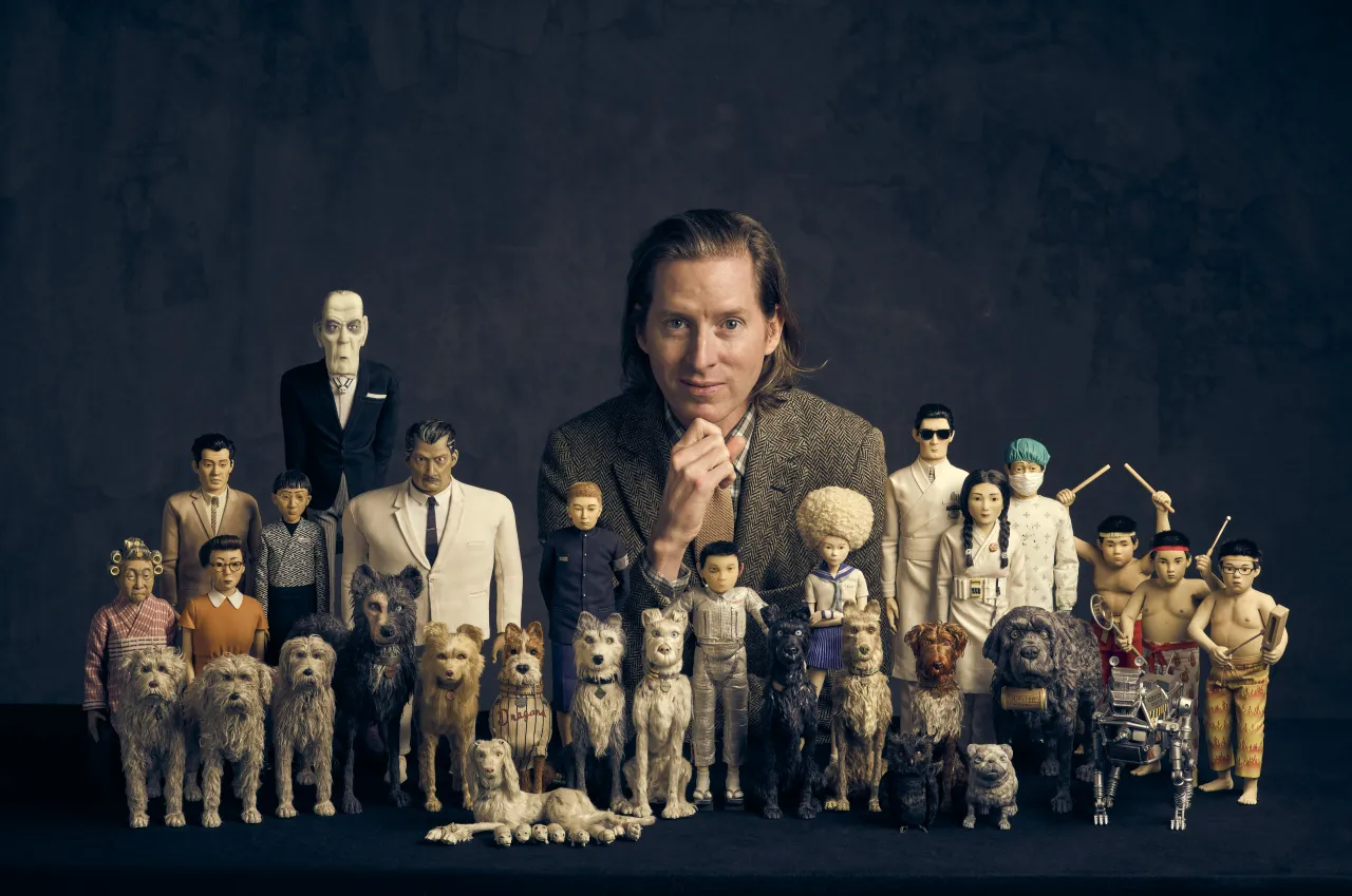 Wes Anderson with the model of THE GRAND BUDAPEST HOTEL. © Thierry Stefanopoulos – La Cinémathèque française