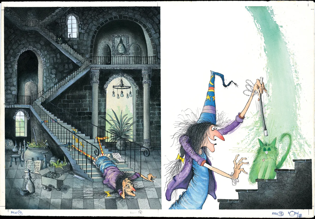 Winnie Turns Wilbur Green, Winnie and Wilbur illustration (c) Korky Paul