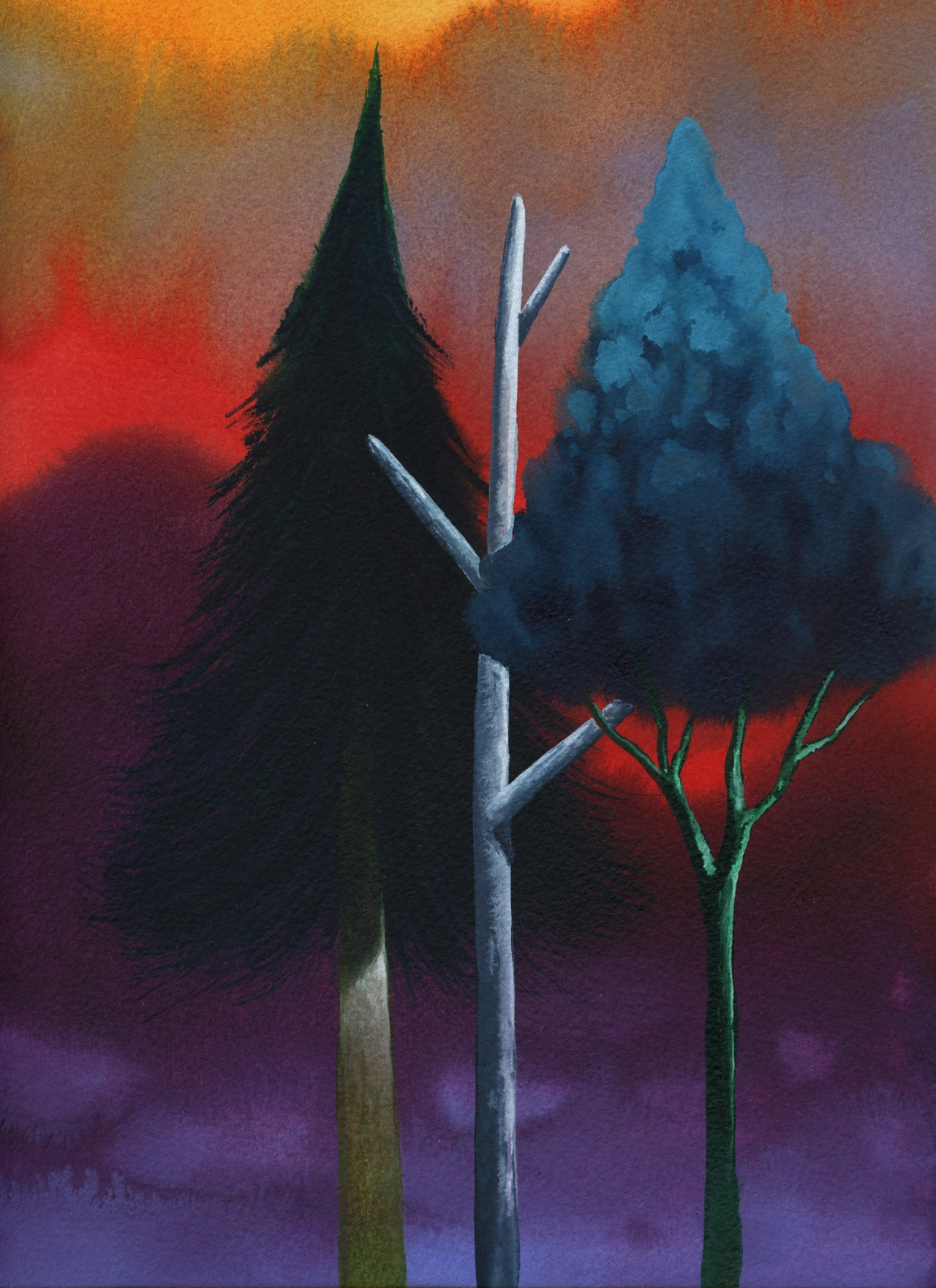 Trees, 2020. Watercolour on paper 30.5 x 22.9 cm / 12 x 9 in. All images: © Nicolas Party Courtesy the artist and Hauser & Wirth