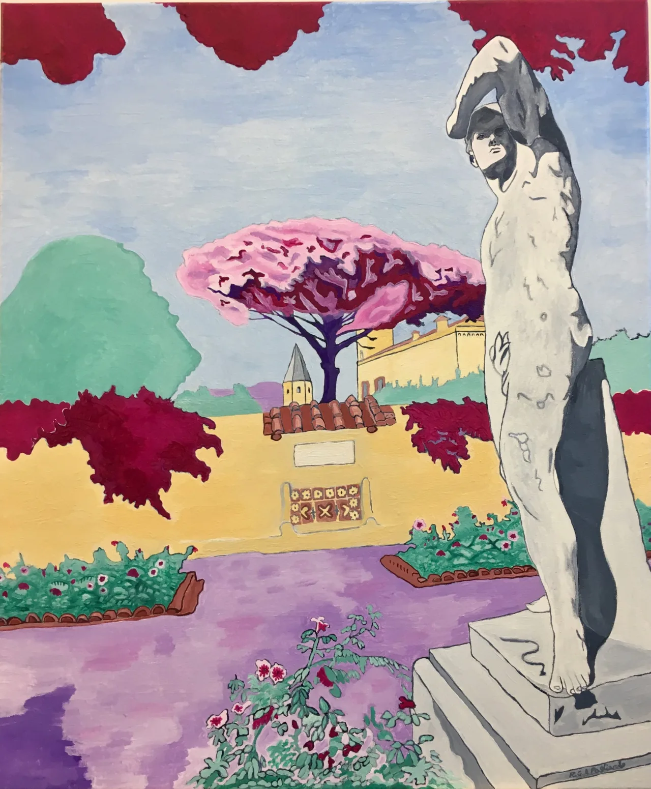 The pink tree overlooking the Amalfi sea in Positano (2017)