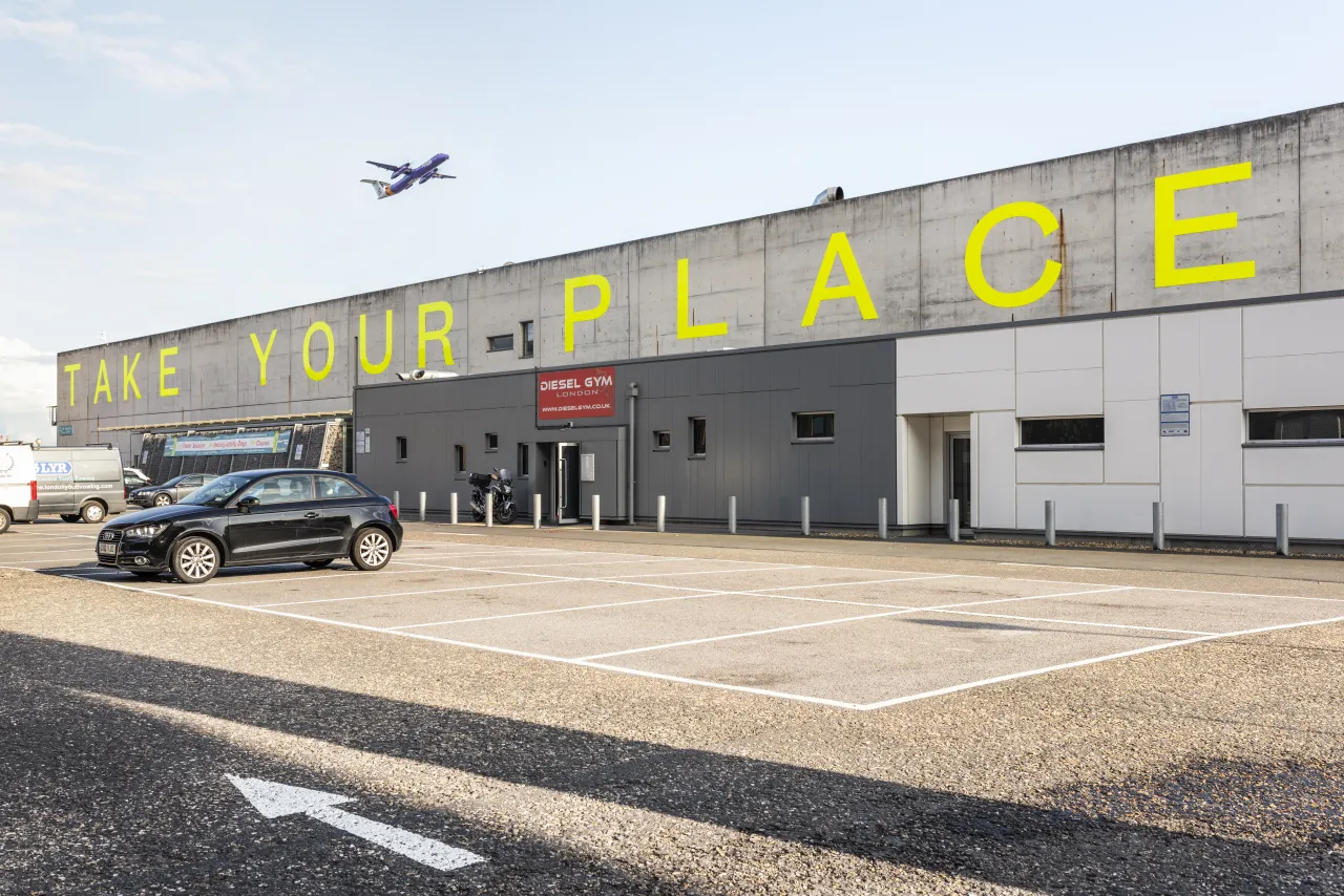 Take Your Place, 2019, Jessie Brennan (Part of the year-long series Making Space) Commissioned by the Royal Docks Team, a joint initiative by the Mayor of London and the Mayor of Newham. Produced and curated by UP Projects. Photo by Thierry Bal