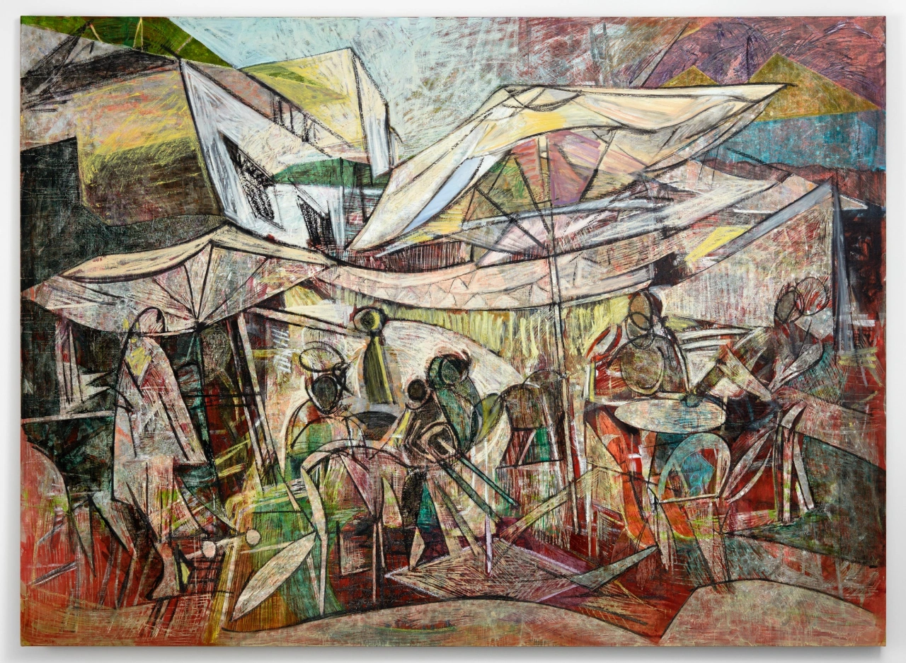 Tim Stoner, San Pedro, 2015. Oil on linen, 240 x 330 cm. Courtesy the artist and Stuart Shave / Modern Art.