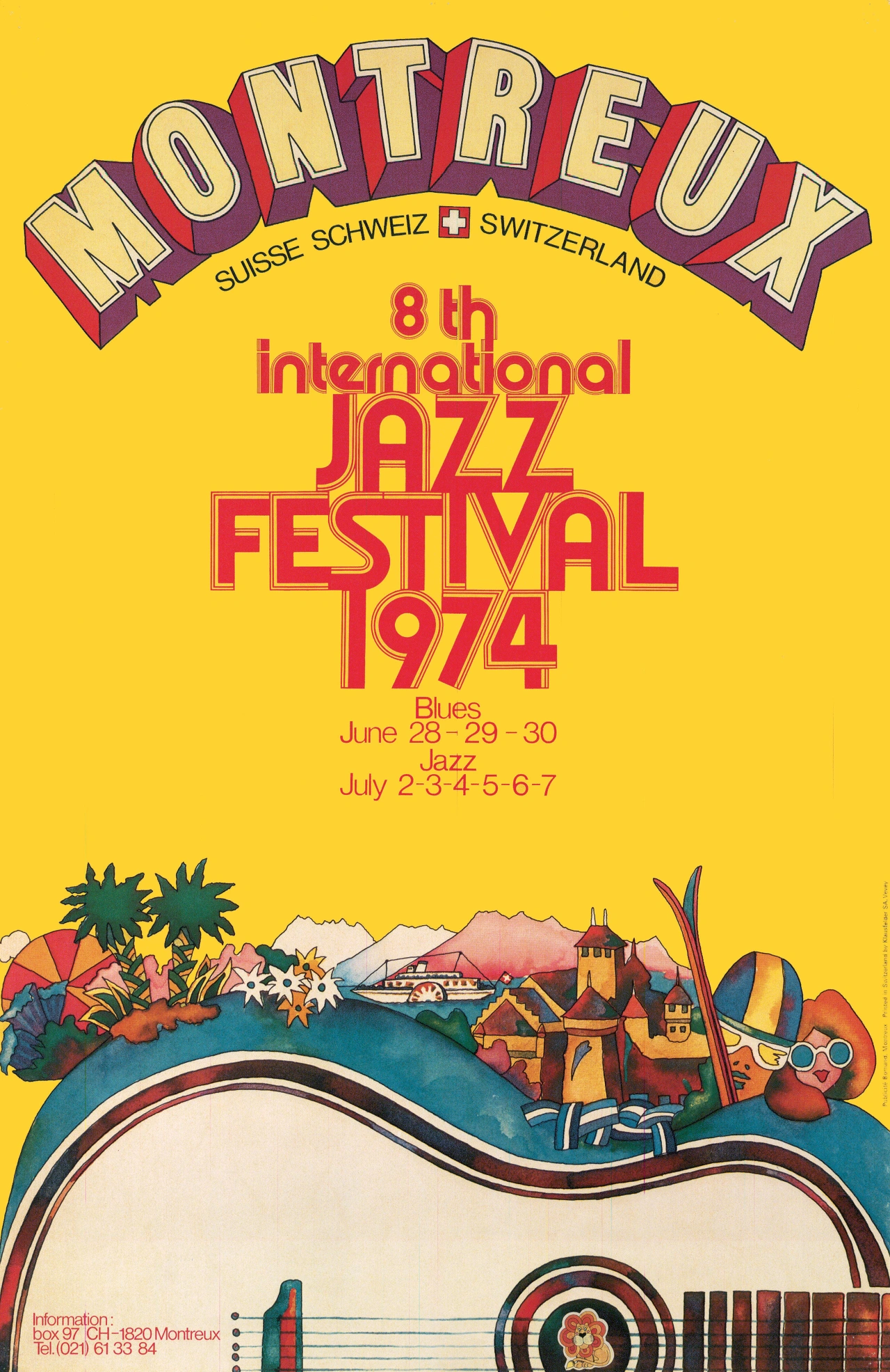 Bruno Caeng's 1974 poster also included the lake in a reduced capacity