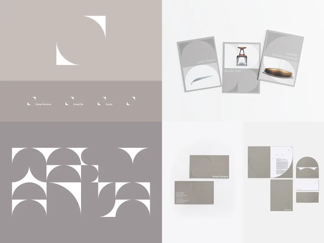 Design Tasmania Brand Marks, custom typeface, brochure and stationery design | Megan Perkins: Creative Direction, Concept & Design | Nick Rudenno: Variable Typeface Build & Animated Elements