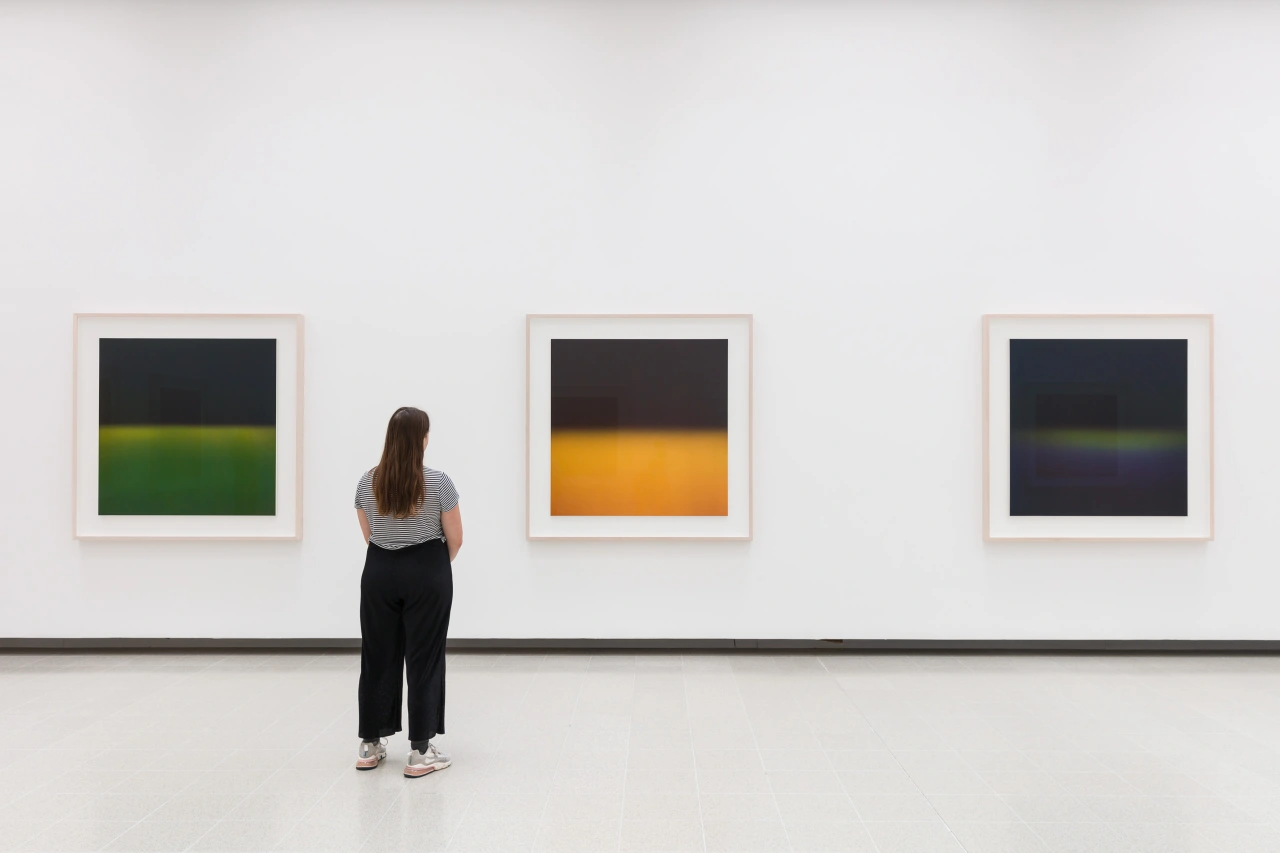 Installation view of Hiroshi Sugimoto, Opticks series. Gelatin silver print. Photo: Mark Blower. Courtesy the artist and the Hayward Gallery.