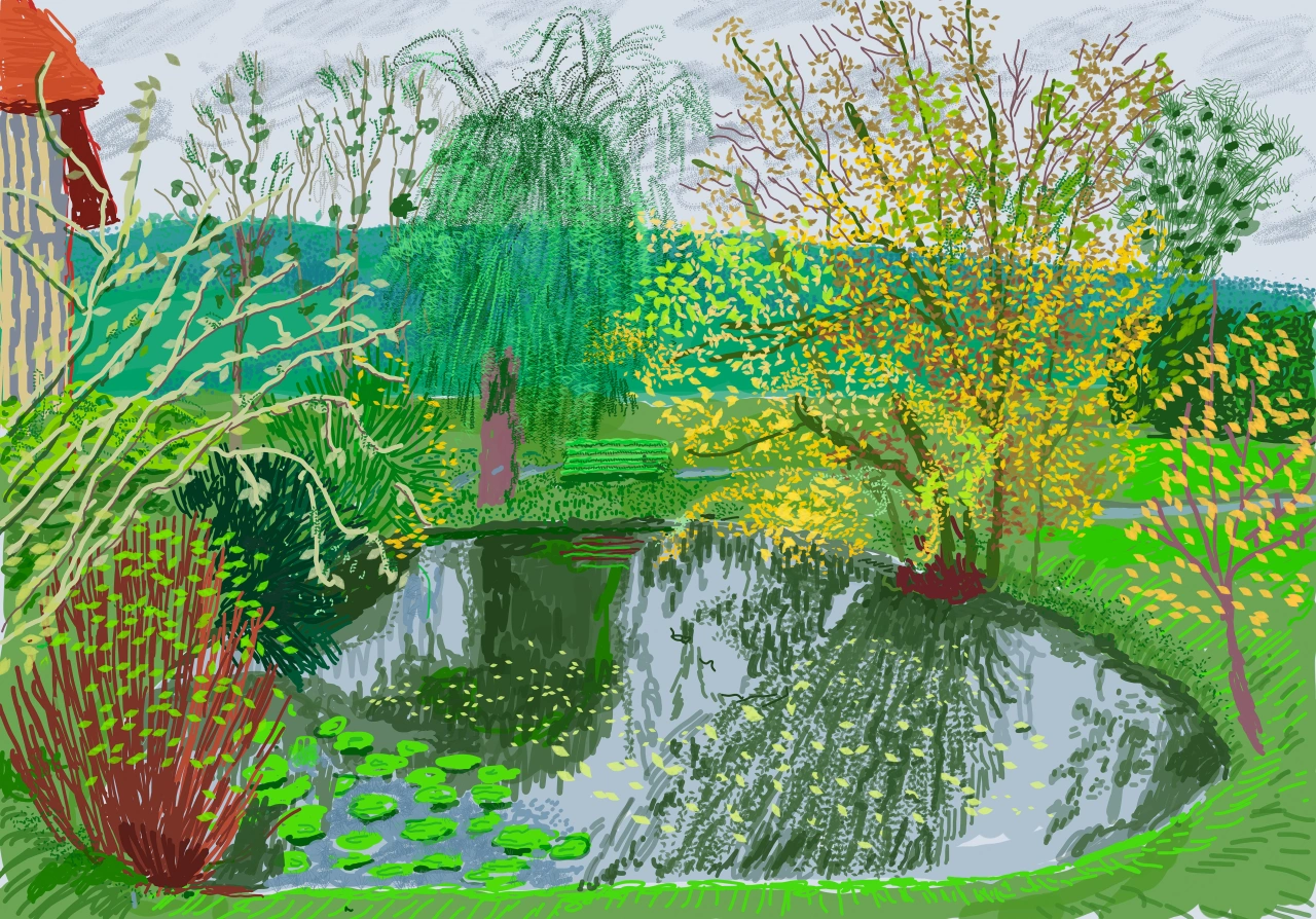 David Hockney,	1st November 2020, iPad	painting. © David Hockney 2021