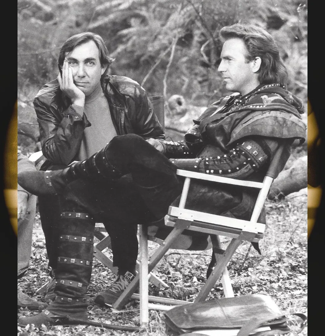 Pen Densham on set with Kevin Costner for Robin Hood: Prince of Thieves