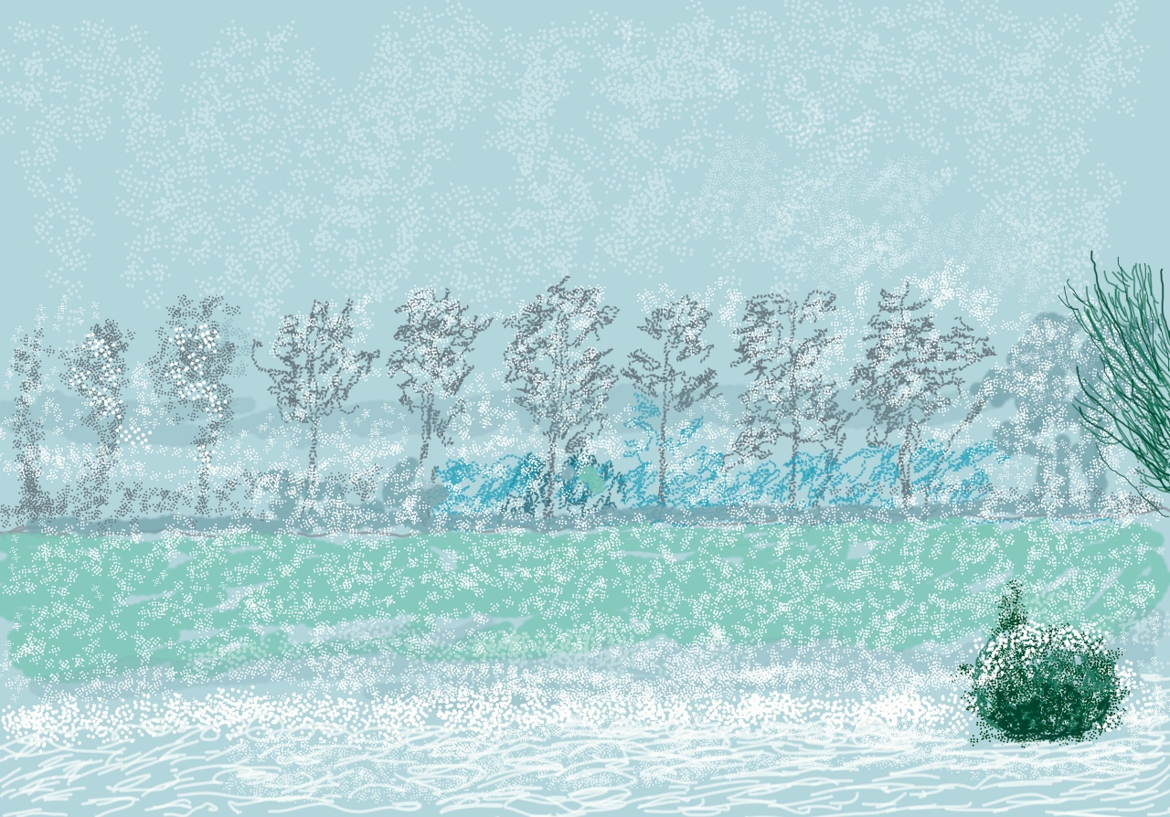 David Hockney, 22nd	January 2021, iPad painting. © David Hockney 2021