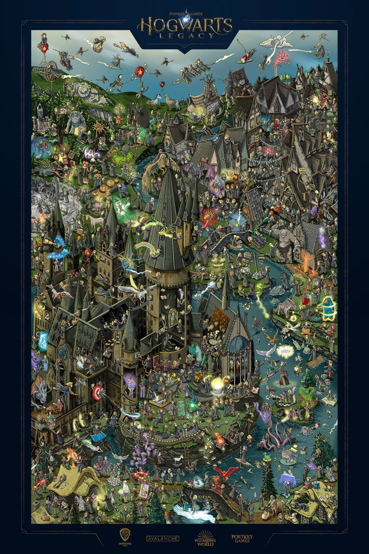The Hogwarts Legacy promo poster by Gus Morais for Warner Bros Games.