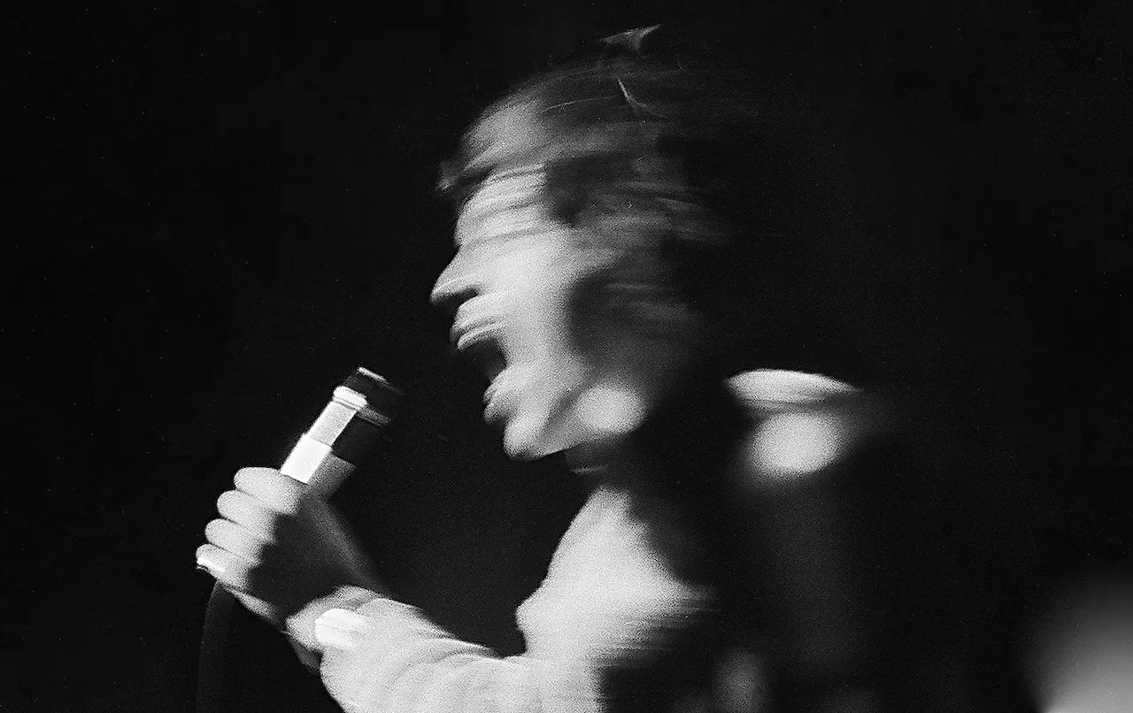 "Mick" by Pen Densham. Taken at the Rolling Stones concert at Gaumont Theatre, Southampton, 25-9-65