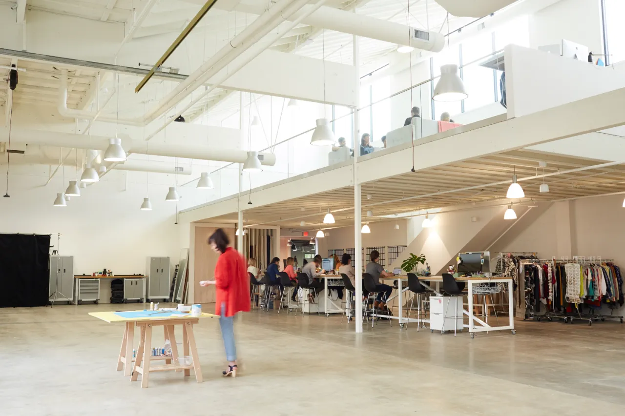 Swift Studio Main Space: The south-facing studio is flooded with natural light  and multiple flexible areas for construction, prep and shooting. It includes a large  production kitchen.
