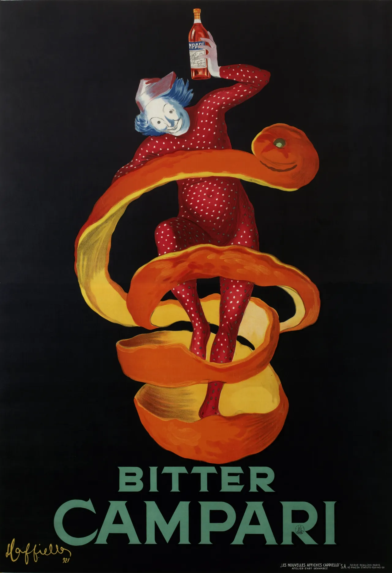 Leonetto Cappiello, Bitter Campari (Lo Spiritello) 1921. Bitter Campari (The Sprite). Lithographic colour print on paper
