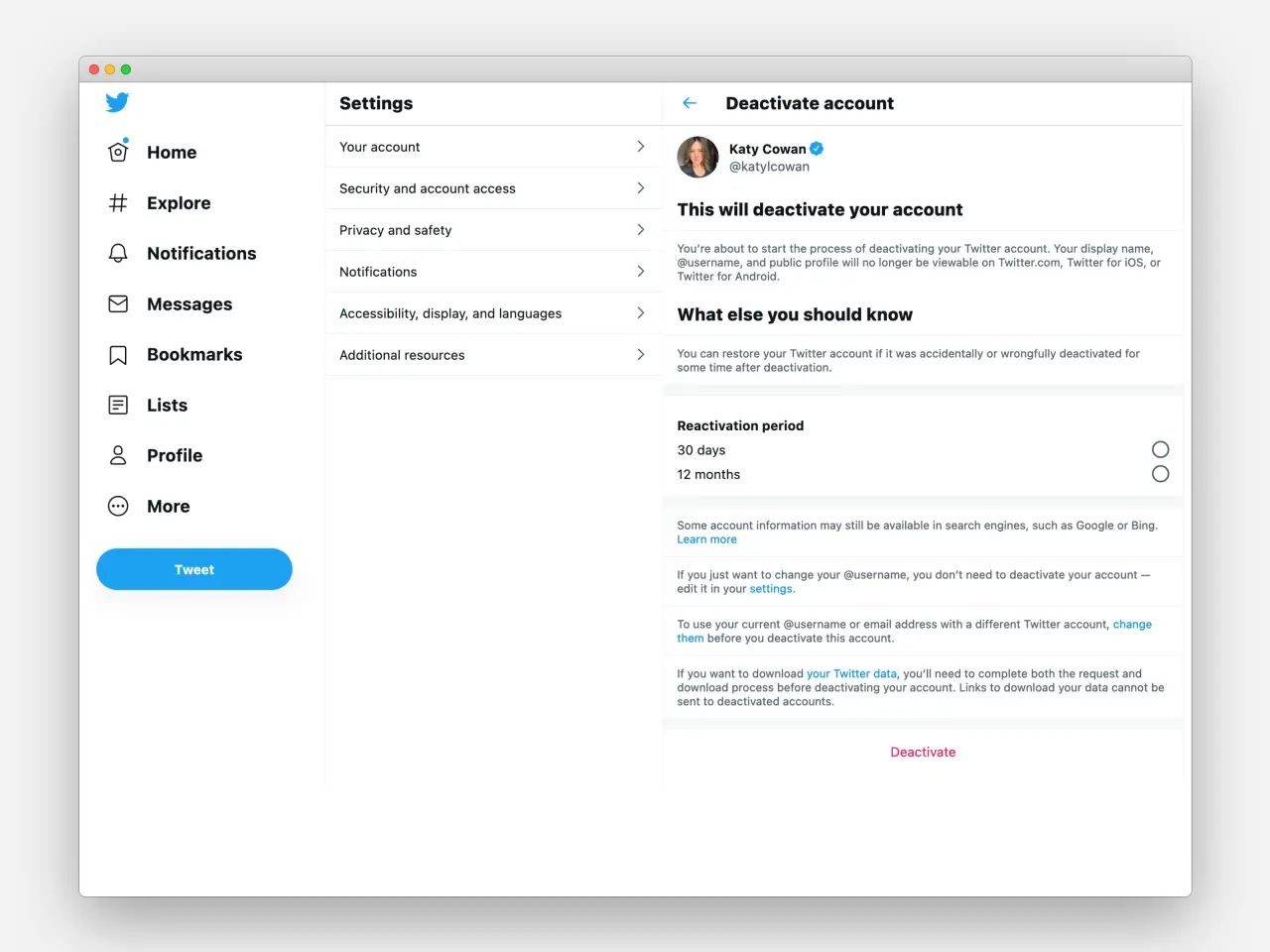 How to deactivate, then delete your Twitter account