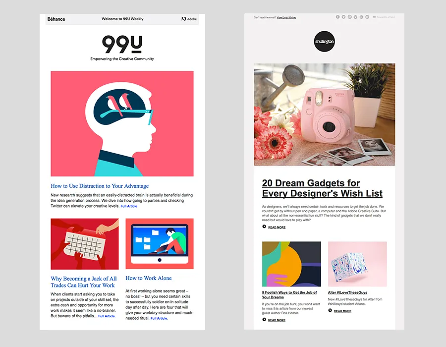 99U and Shillington newsletters