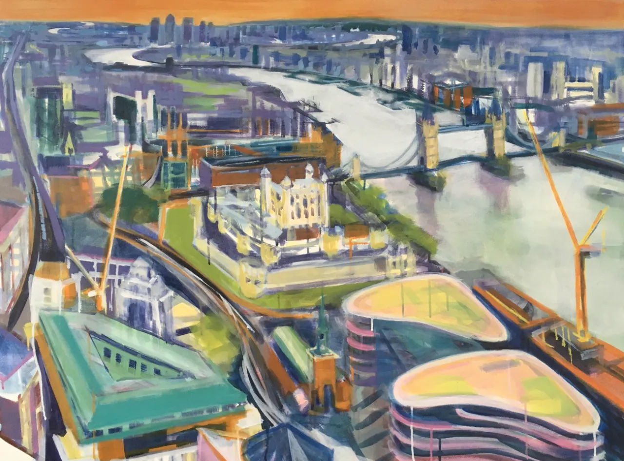 Wendy Brooke-Smith, Sky Garden View East, 2017, acrylic on canvas, 91 x 122cm