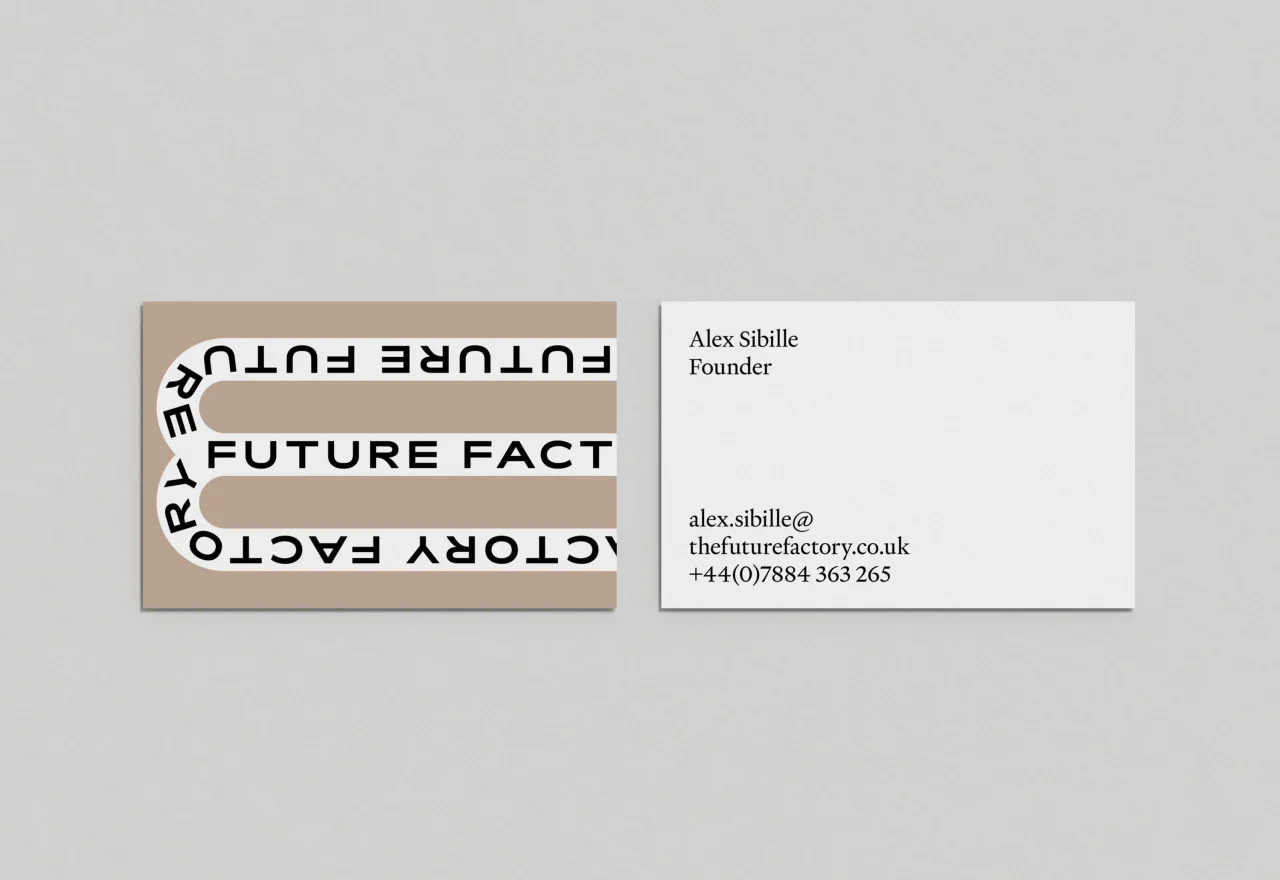Letters from the Future Factory brand name get worked into the graphics