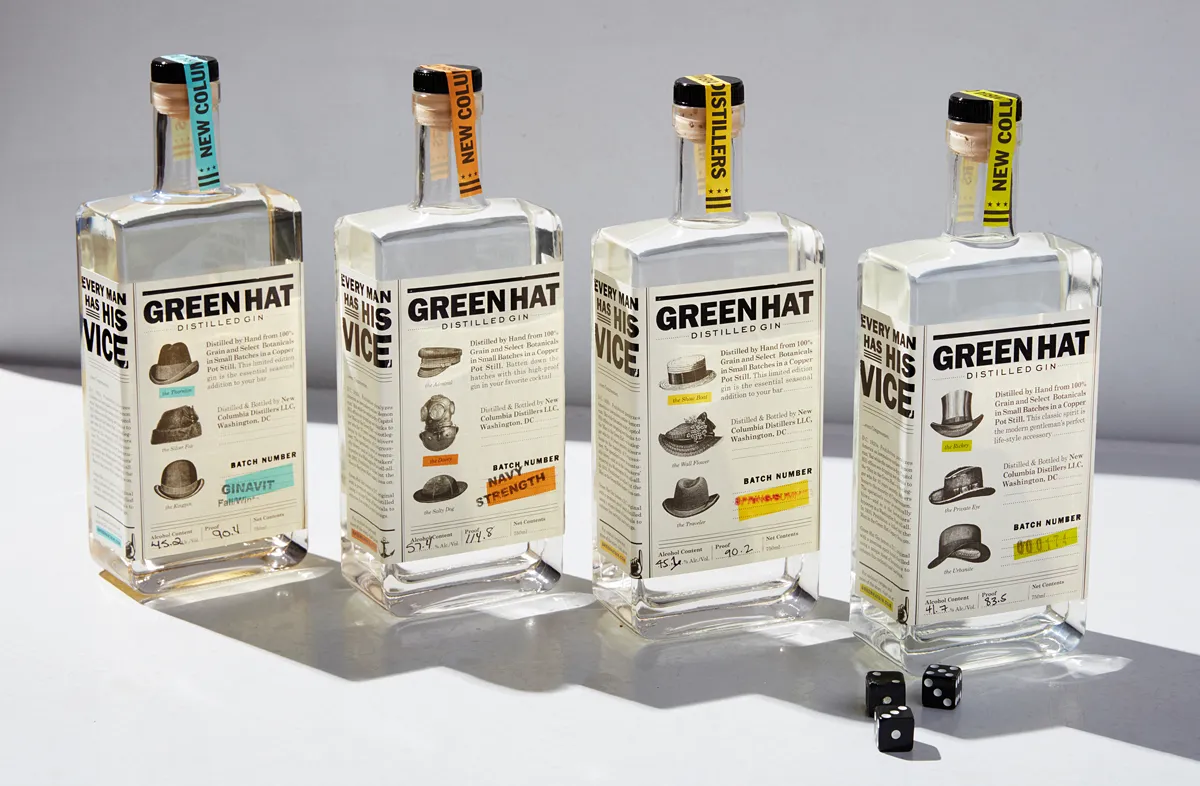 Green Hat Gin package design