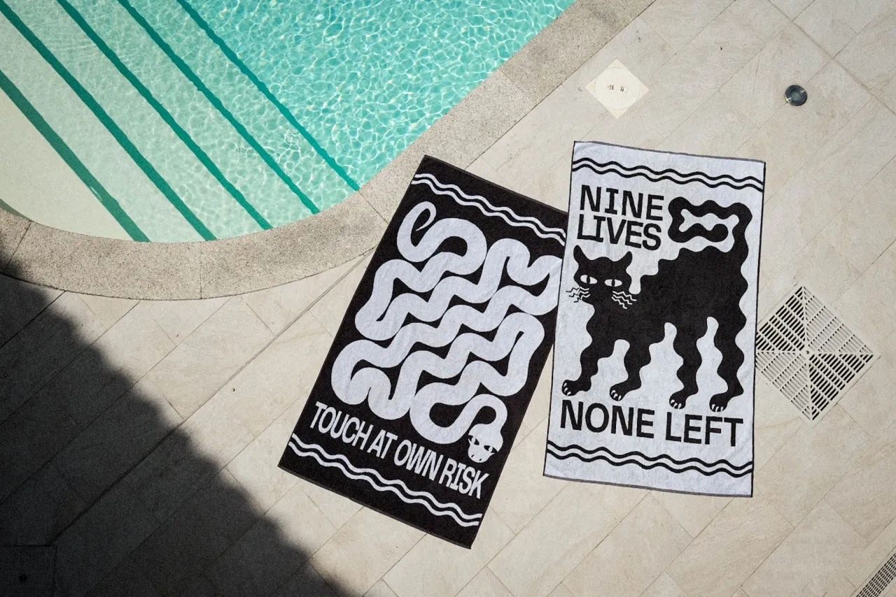 Two Alex Khabbazi-designed beach towels via Yod&Co