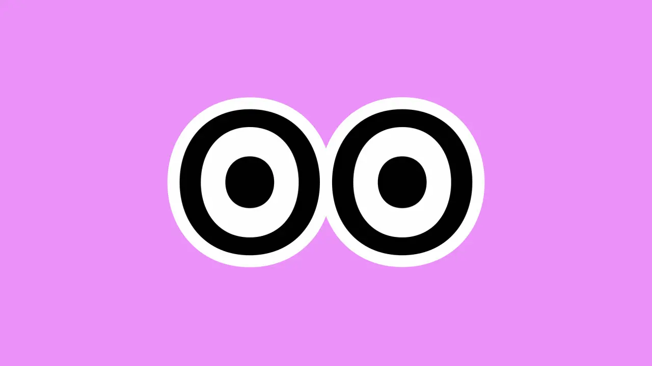 Two concentric circles with black pupils on a bright magenta background, representing Creative Boom's mascot eyes