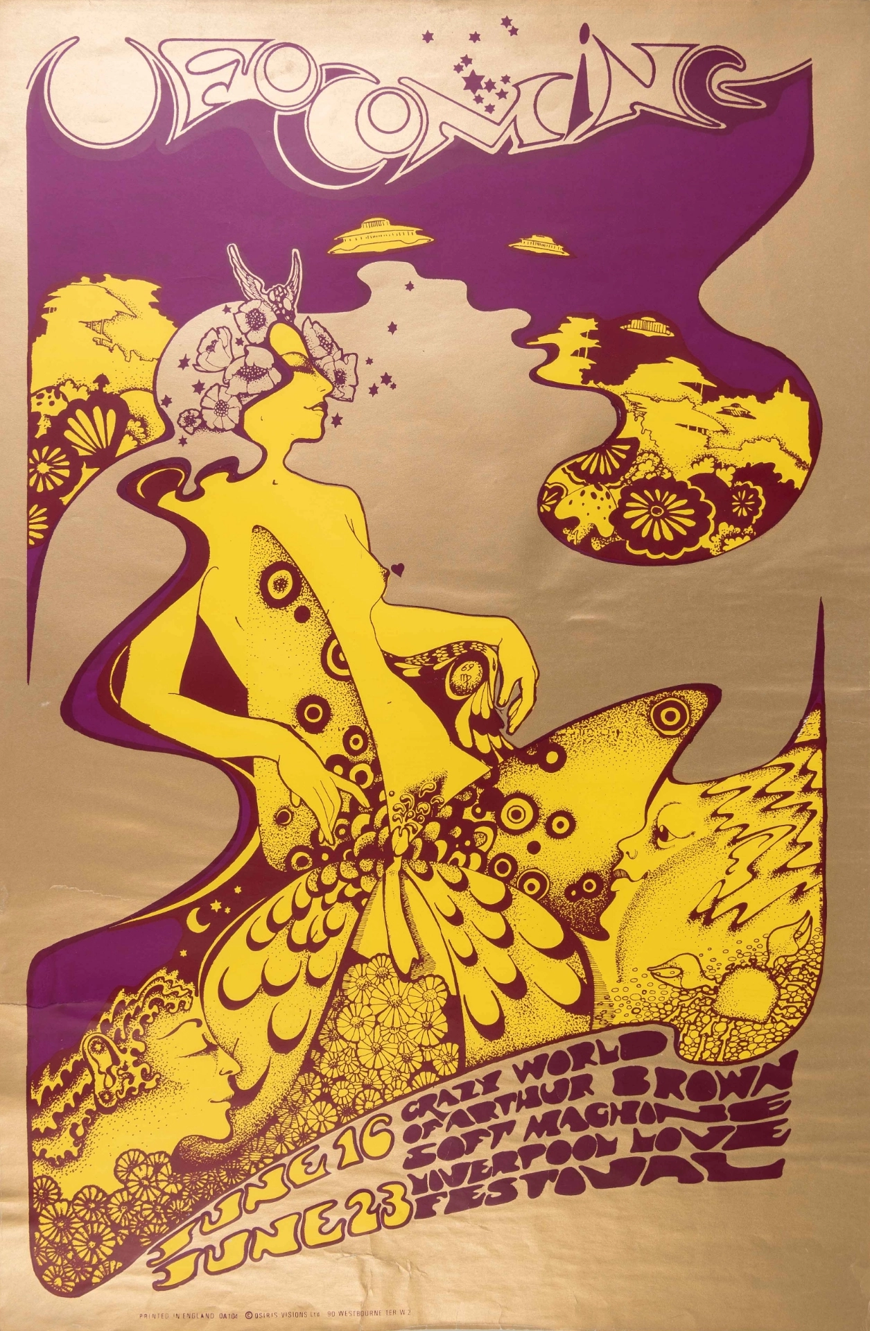 UFO COMING (June 1967). Designed by Hapshash and the coloured Coat_Bamalama Posters. Vintage one off, £550.