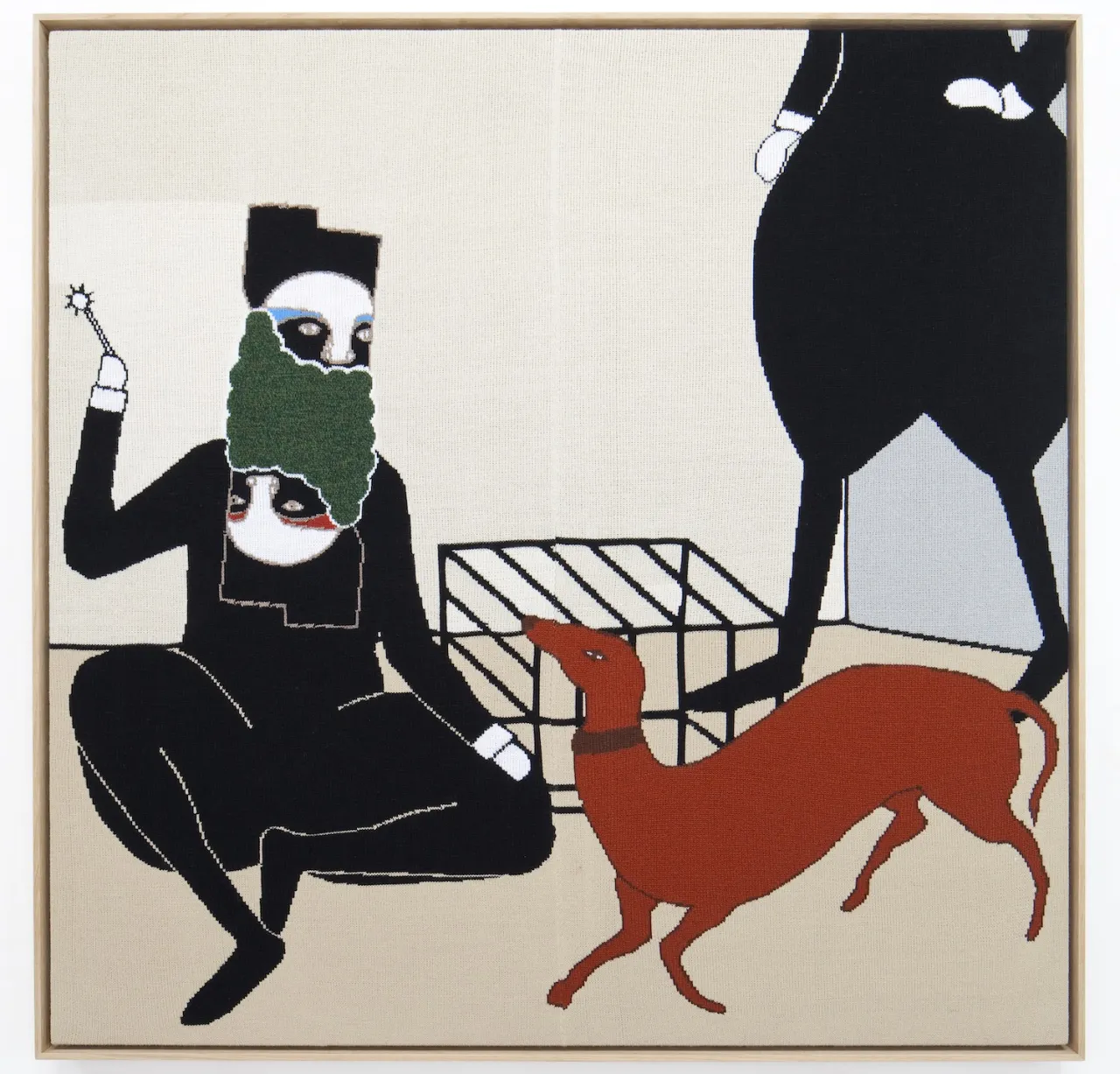 Renee So Man and Dog, 2012 Wool, oak frame 125 x 125 x 10 cm © Renee So, 2017 Image courtesy of the Saatchi Gallery, London