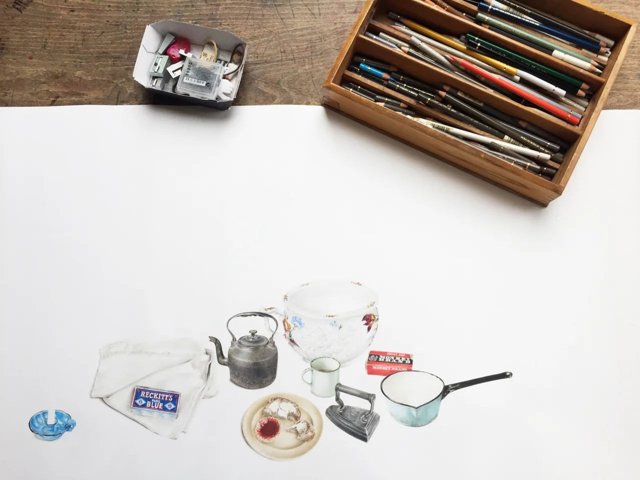 [Joanna Houghton](http://www.joannahoughton.com/) working on her piece Mrs Isabella Collins ‘28 objects for 28 years’