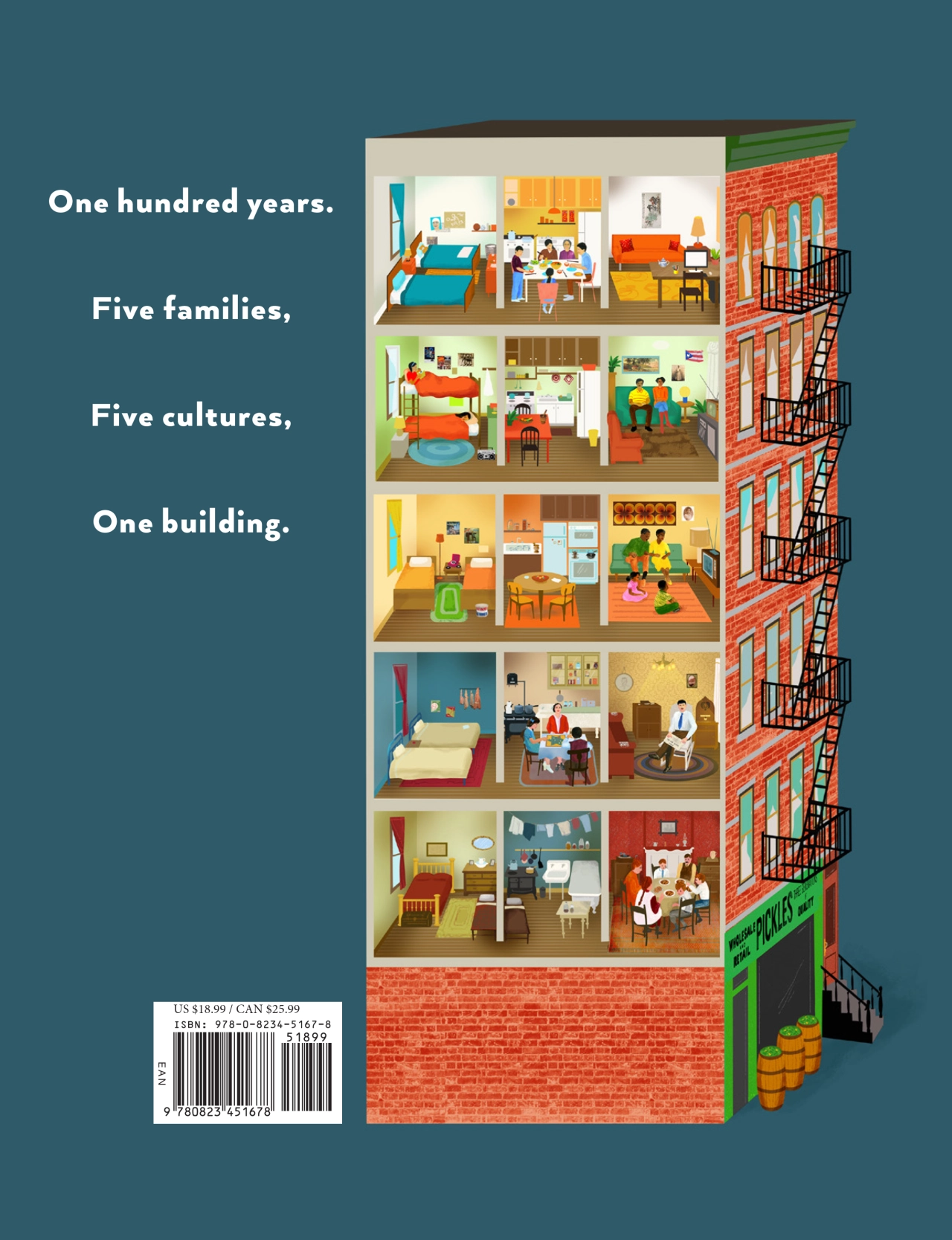 Interior from Five Stories. Text © 2024 by Ellen Weinstein illustrations © 2024 by Ellen Weinstein. Used with permission from Holiday House Publishing, Inc.