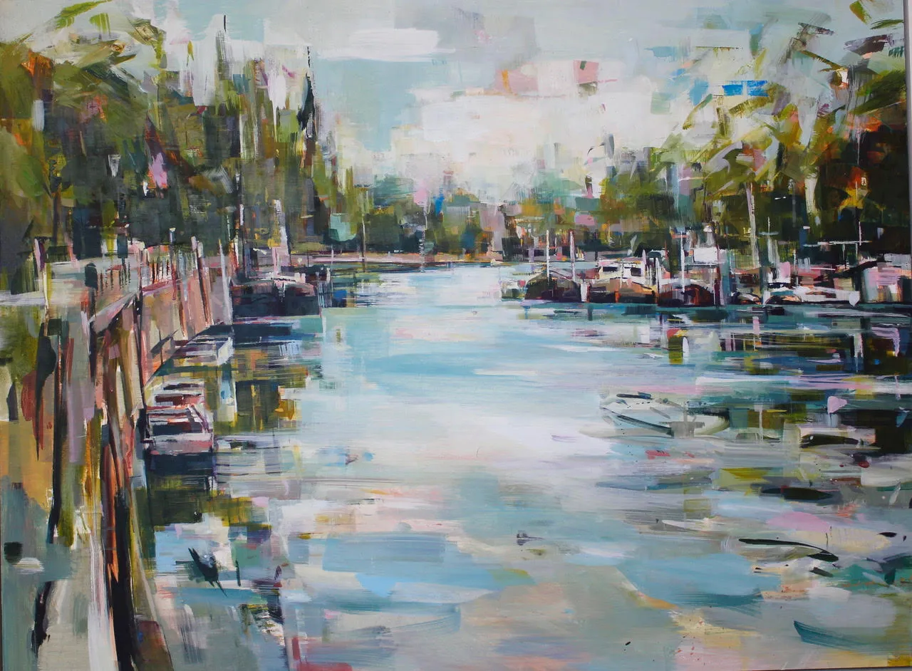 "River Walk", oil on panel 100 x 75 cm