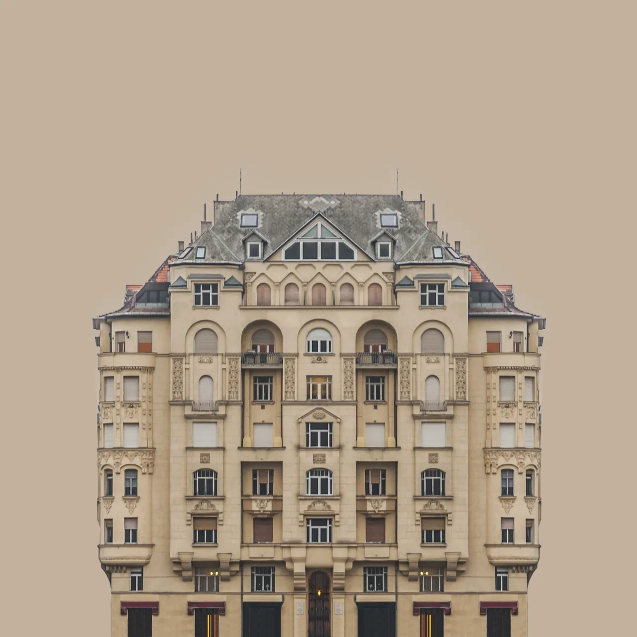 Urban Symmetry presents buildings on the banks of the River Danube | © Zsolt Hlinka, Hungary, Shortlist, Professional, Architecture (professional), 2017 Sony World Photography Awards