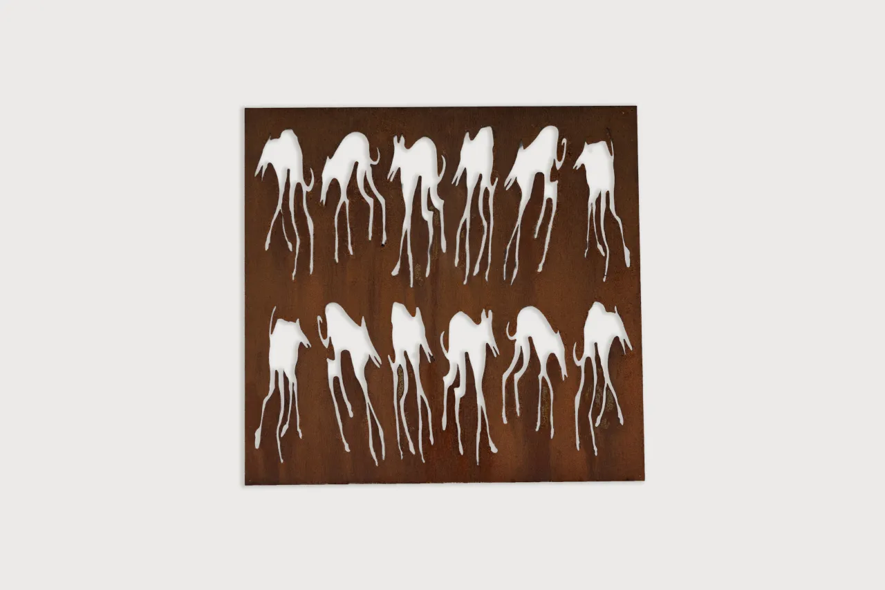 Shadow Dog Cut Out, Square 119cm X 114cm, courtesy of Hignell Gallery