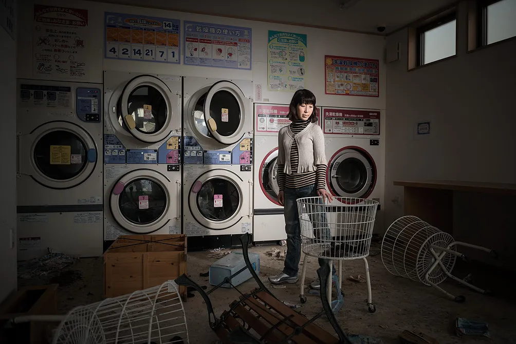 Rieko Matsumotoest at a laundry in Namie