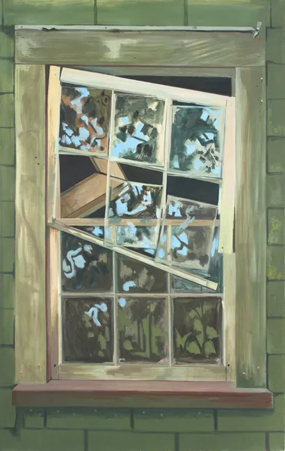 Lois DODD, Falling Window Sash, 1992 Oil on linen 60 x 38 inches 152,4 x 96,5 cm