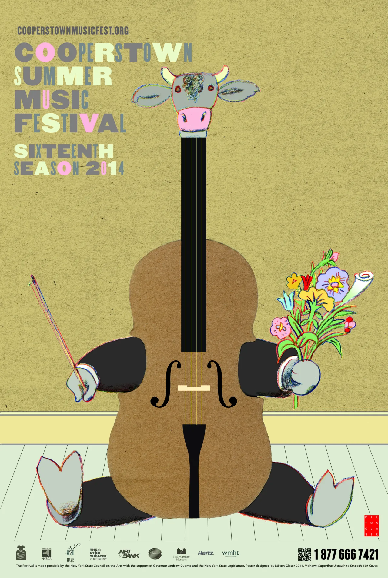 Cooperstown Summer Music Festival 2014. 4-color offset lithography, 36 x 24" Client: Cooperstown Music Festival