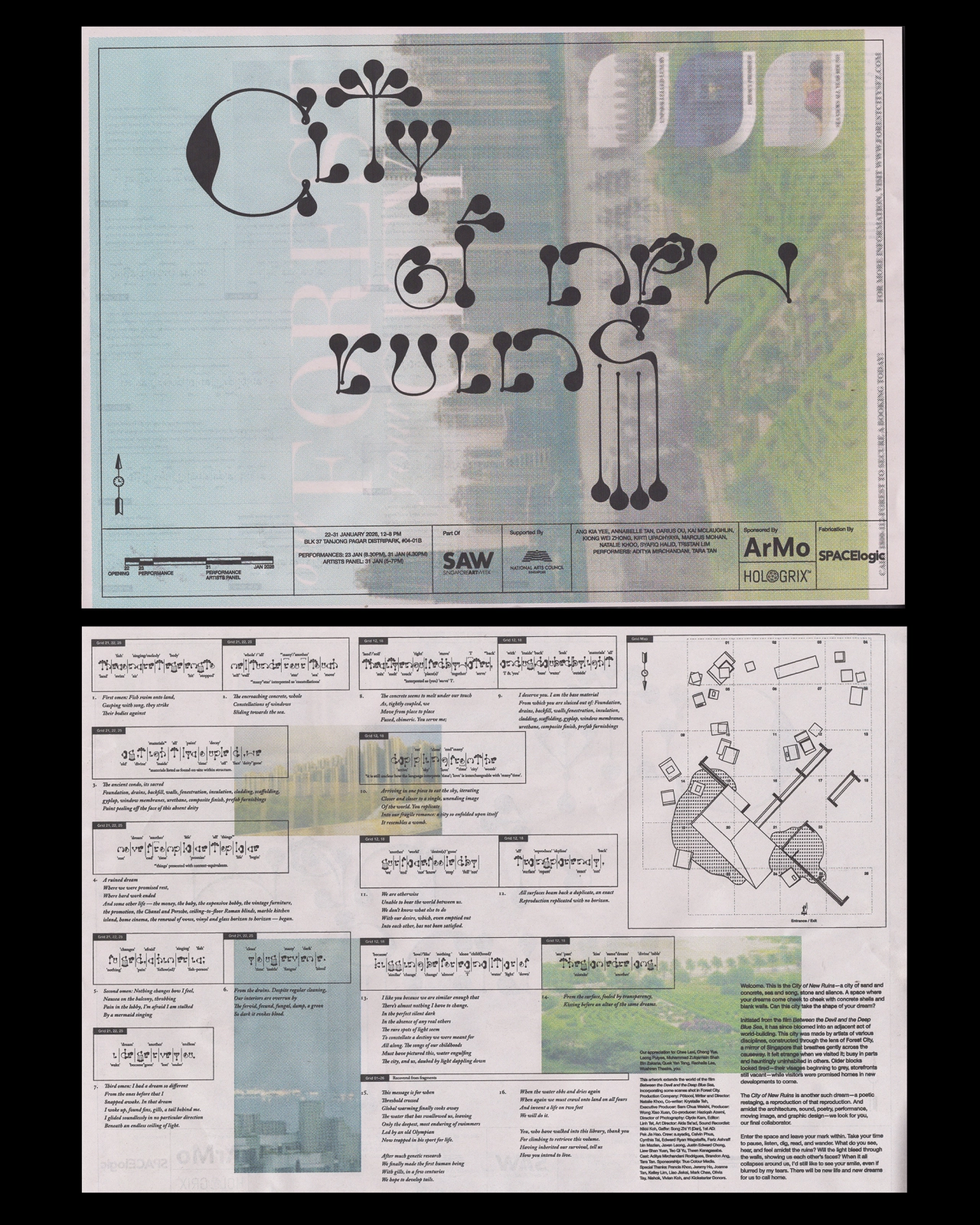 City of new ruins: Graphic lore for multimedia artwork City of New Ruins for Singapore Art Week 2026