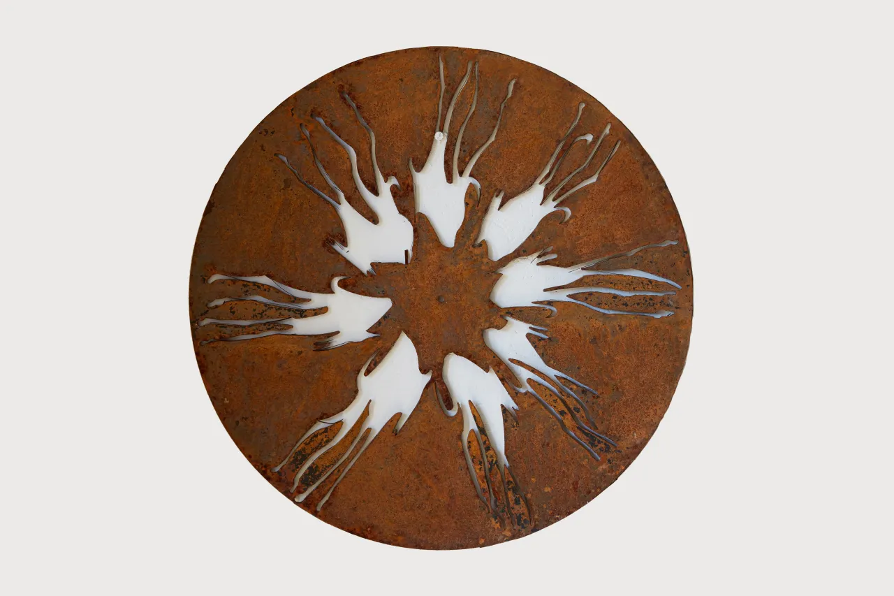 Shadow Dogs Circle, 3 ft across, photo by Tania Dolvers, courtesy of Hignell Gallery