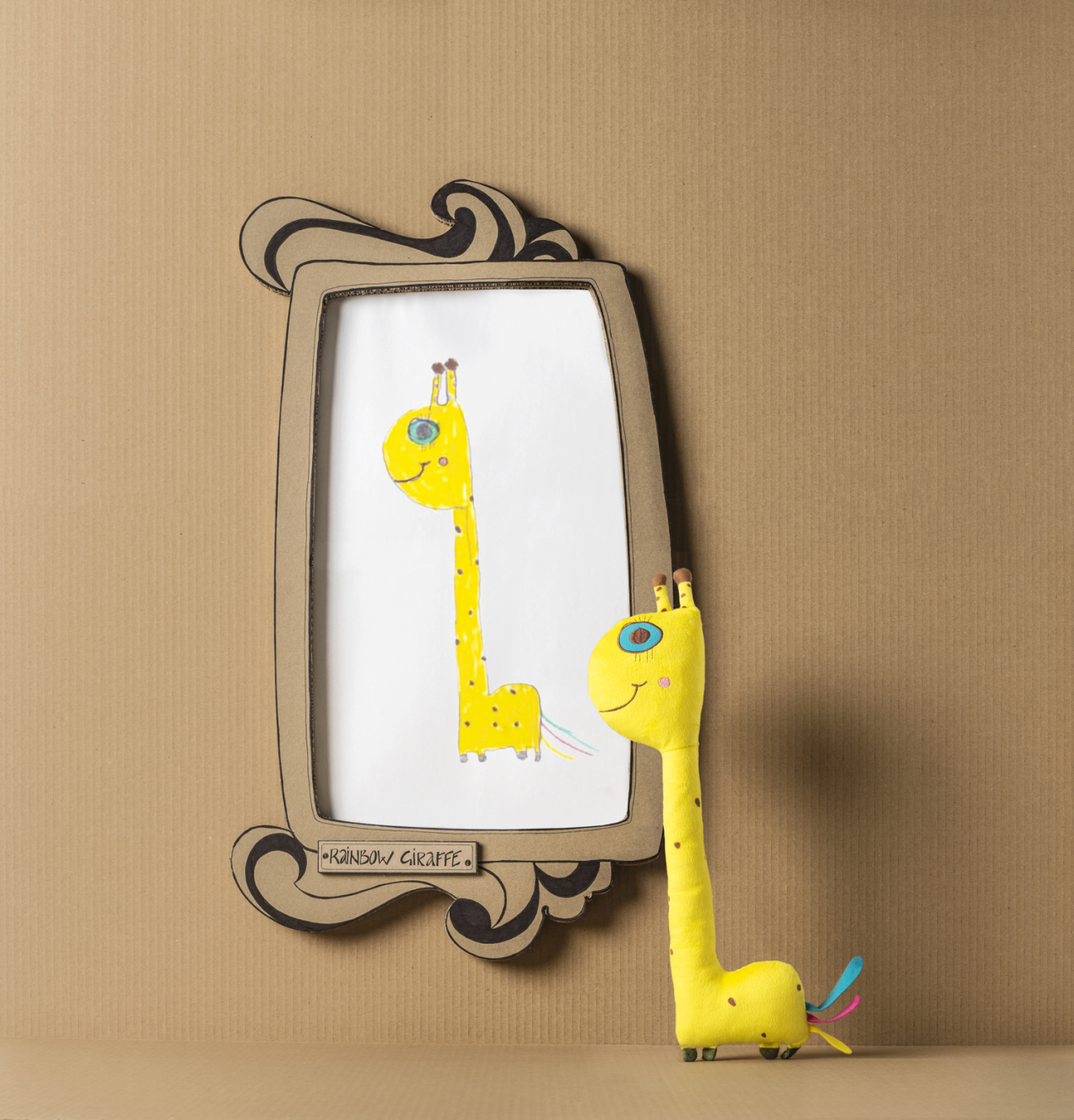 Rainbow Giraffe the mischievous giraffe with a passion for healthy food  by 6-year-old Claudia, from Canary Islands
