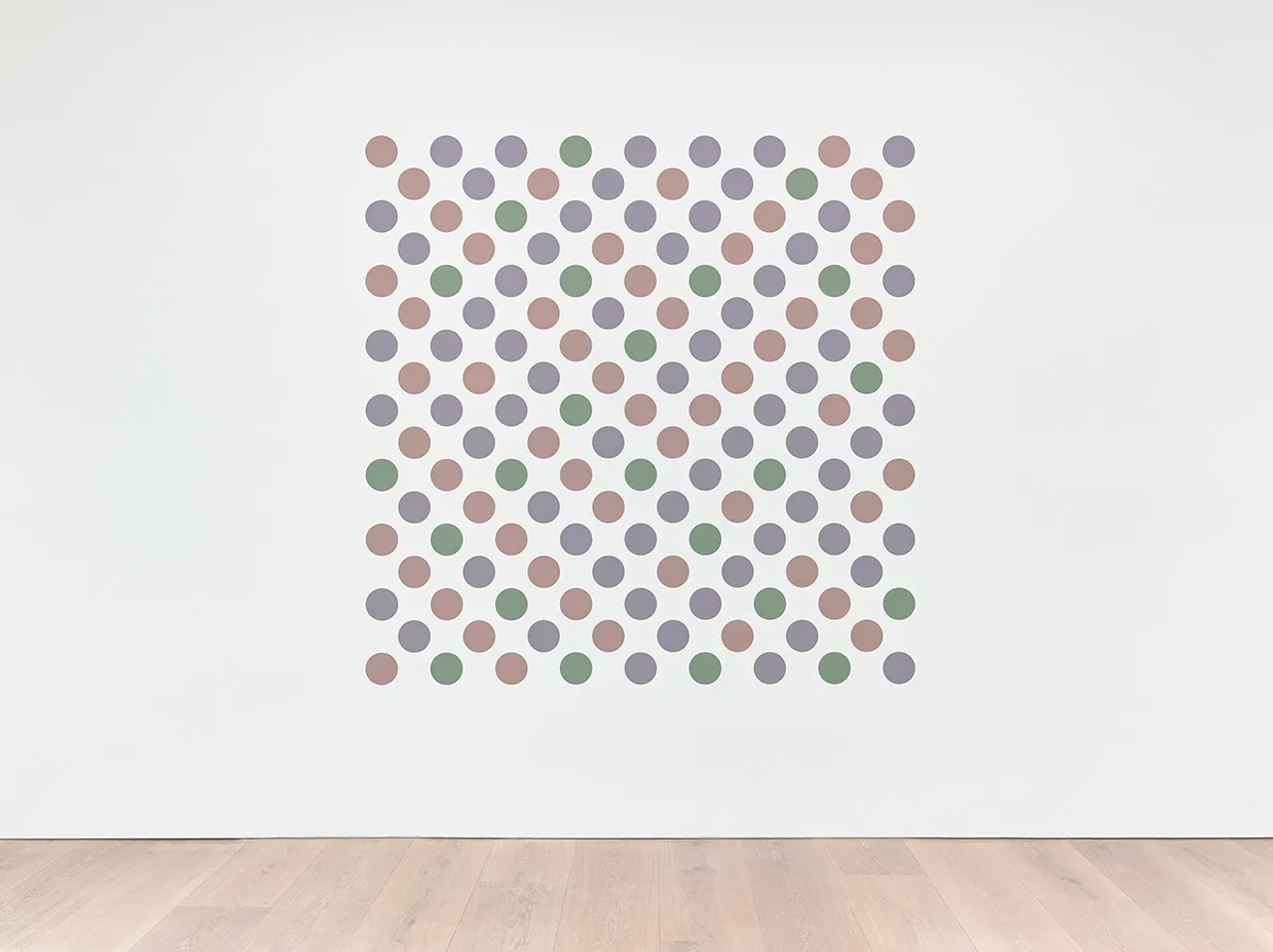 Bridget Riley Measure for Measure 7 2016 Graphite and acrylic on plaster wall 93 3/4 x 93 3/4 inches 238 x 238 cm © Bridget Riley 2017, all rights reserved. Courtesy David Zwirner, New York/London