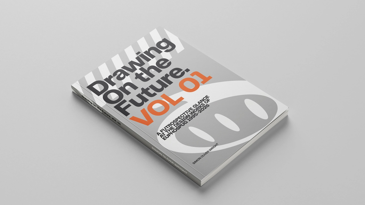 Drawing on the Future volume 1 book cover featuring grey and white striped design with orange text and circular graphic elements