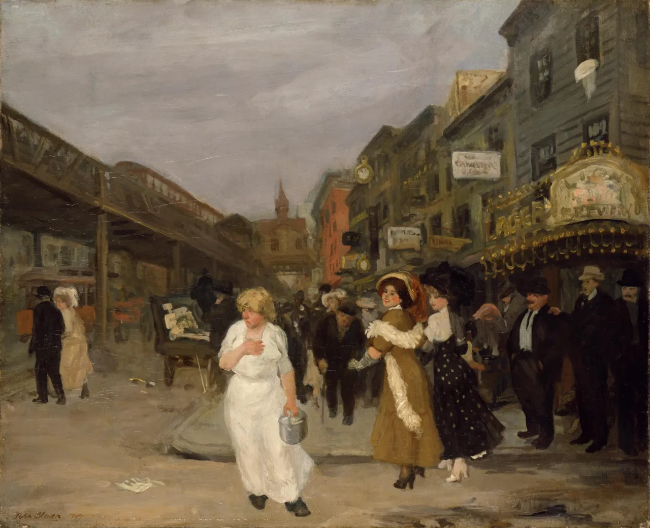 Sixth Avenue and Thirtieth Street, 1907, by John Sloan, American, 1871 - 1951. Oil on canvas, 24 1/4 x 32 inches. Philadelphia Museum of Art: Gift of Meyer P. Potamkin and Vivian O. Potamkin, 2000. 1964-116-5