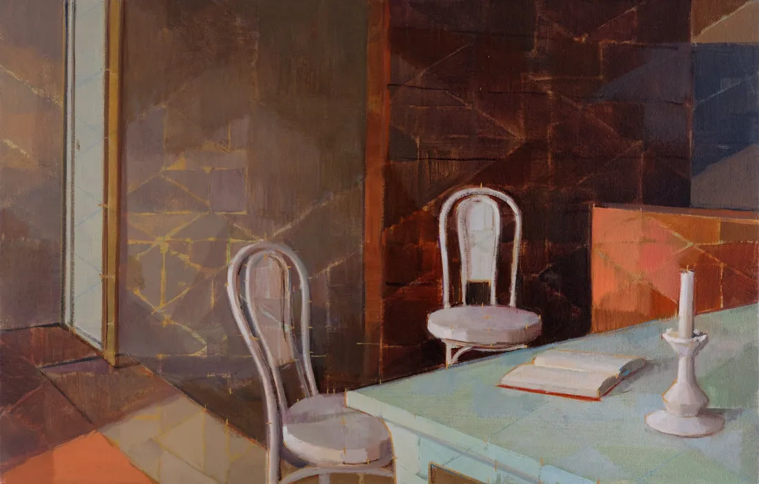 Orange and Two Chairs Oil on Canvas 18"X28" © Hiroshi Sato