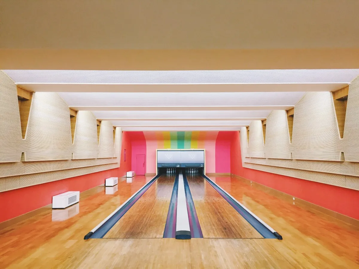 The bowling alley in our “Pleasure Palace” — it was absurd.