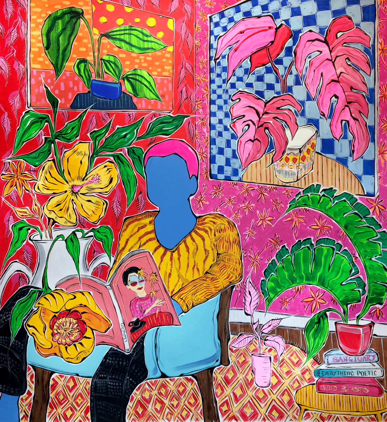 Jonjo likes to use vibrant colours because they provide a focal point