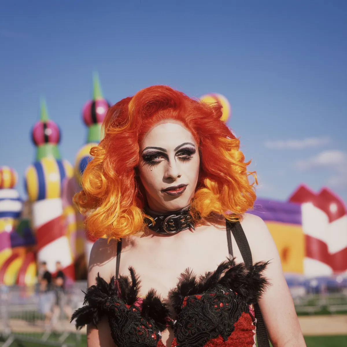 "I spotted Roxy at Dreamland amusement park during Margate Pride. She was dressed to kill. We chatted briefly about her dress and after that she was happy to be photographed." – Roxy Gore © Joe Lang