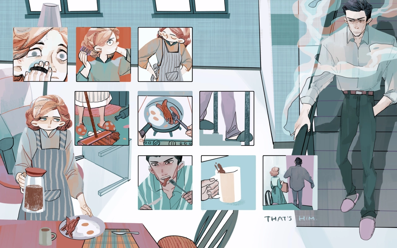 The picture book follows a wife living with an abusive husband