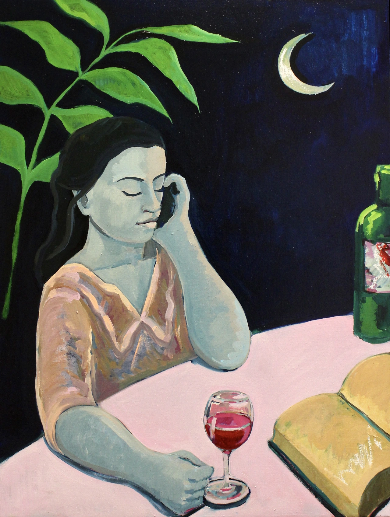 With Freedom, Flowers, Books, and the Moon, Who could Not Be Happy? (2021) © Nancy Cadogan