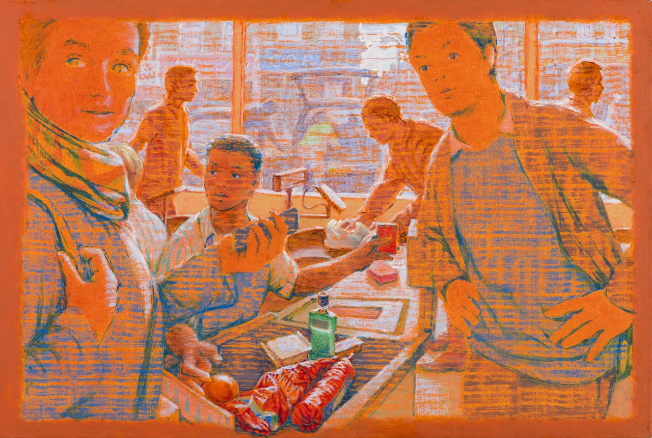 Checkout, oil on canvas 51x77cm © Julian Bell