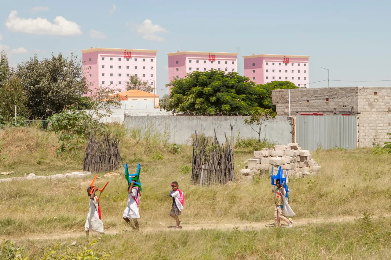 New Chinese buildings in the city of Ondjiva, south Angola