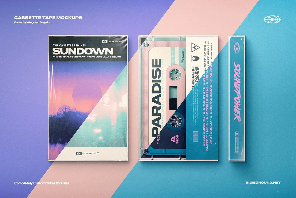 Cassette Tape mockups via [You Work For Them](https://www.youworkforthem.com/graphic/E7052/cassette-tape-mockups)