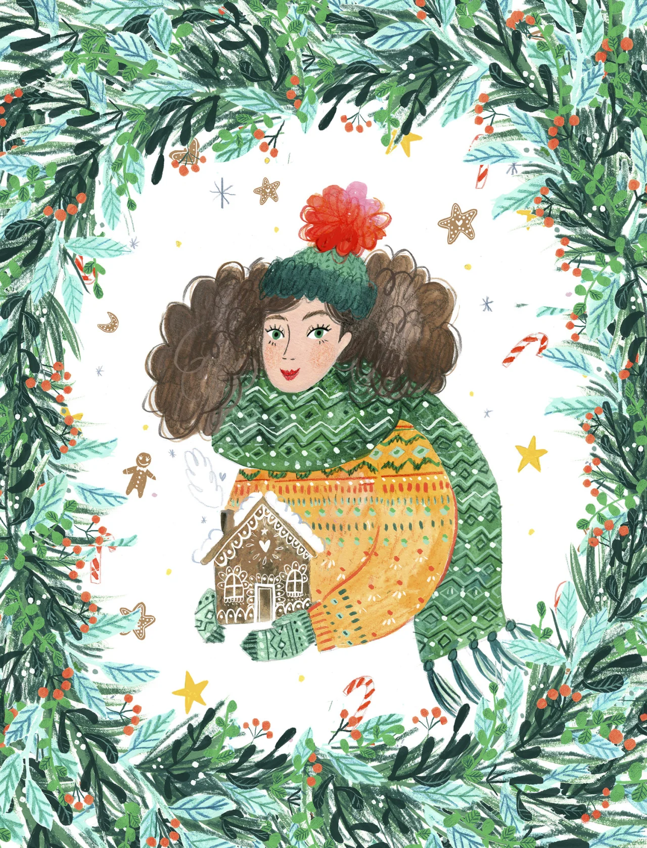 A series of Christmas baked goods illustrations for a bakery, Afternoon Crumbs
